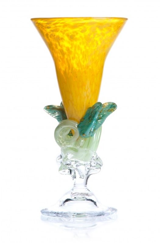 Kunstglass - Gul sommerfugl