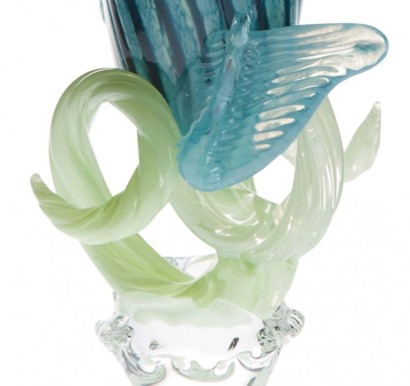 Kunstglass - sommerfugl turkis