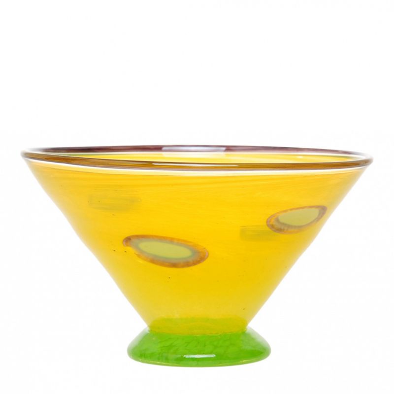 Kunstglass - cirkus - skål - gul - liten