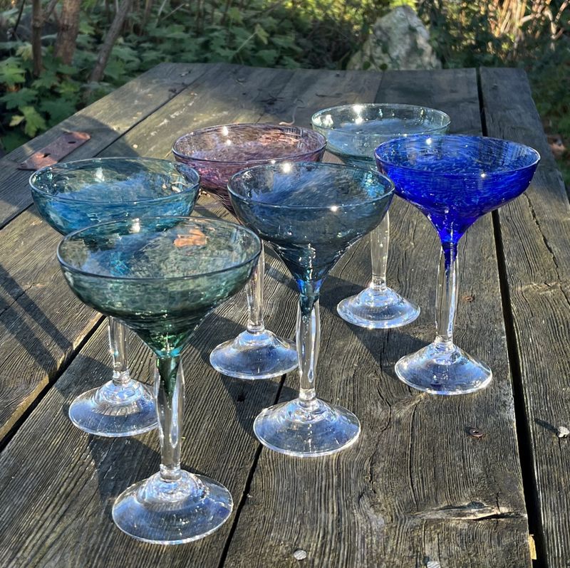 Kunstglass- Rustikk boble, hav blå