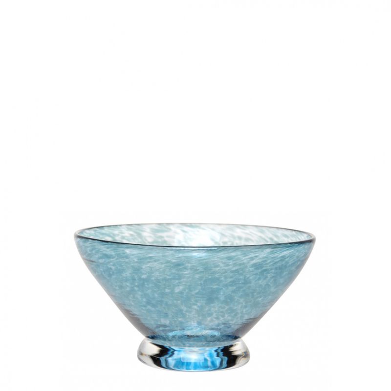 Kunstglass - Lilje skål liten gråblå