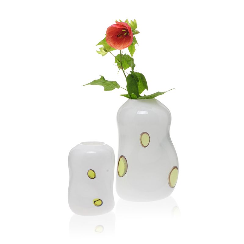 Kunstglass - Cirkus vase medium hvit