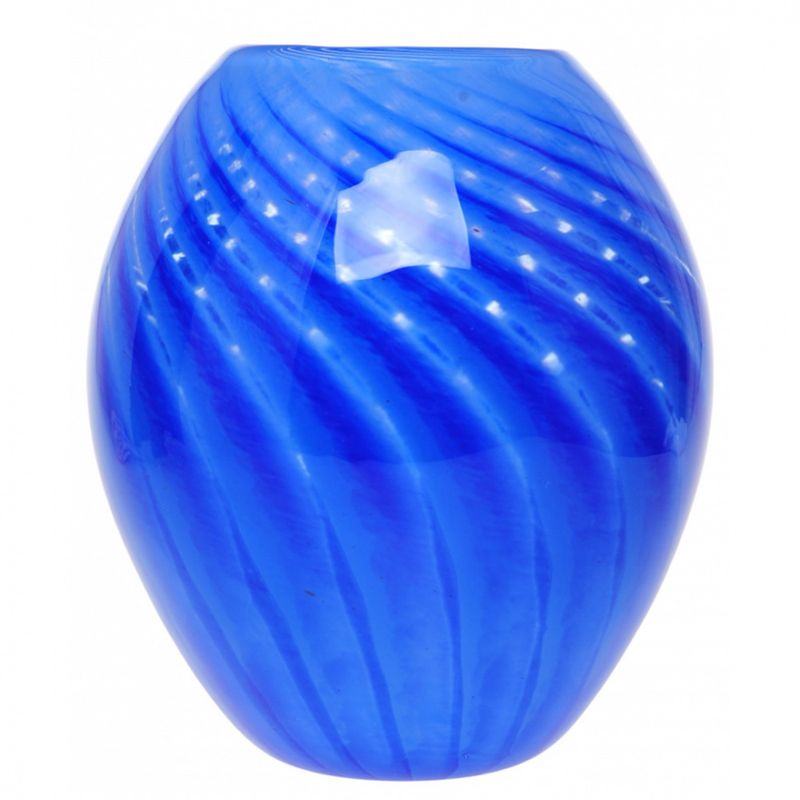 Glasskunst  - Vase stor sommerminner blå