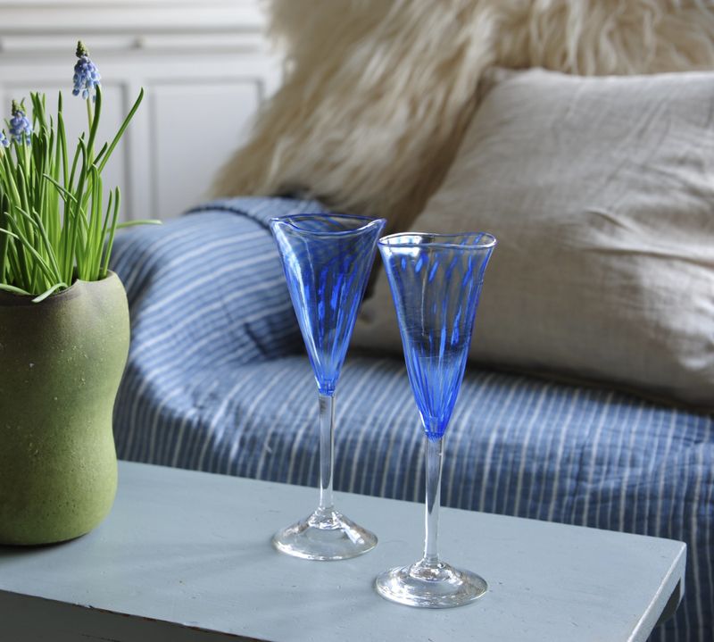 Glasskunst - 2 blå Bølge 